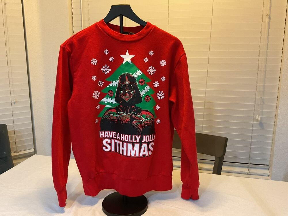 Star Wars Darth Vader Christmas Red Crewneck Pullover Sweatshirt Mens Graphic